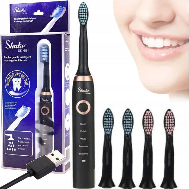 ELECTRIC SONIC TOOTHBRUSH + 4 TOOTHBRUSH TIPS GOOD BRUSH