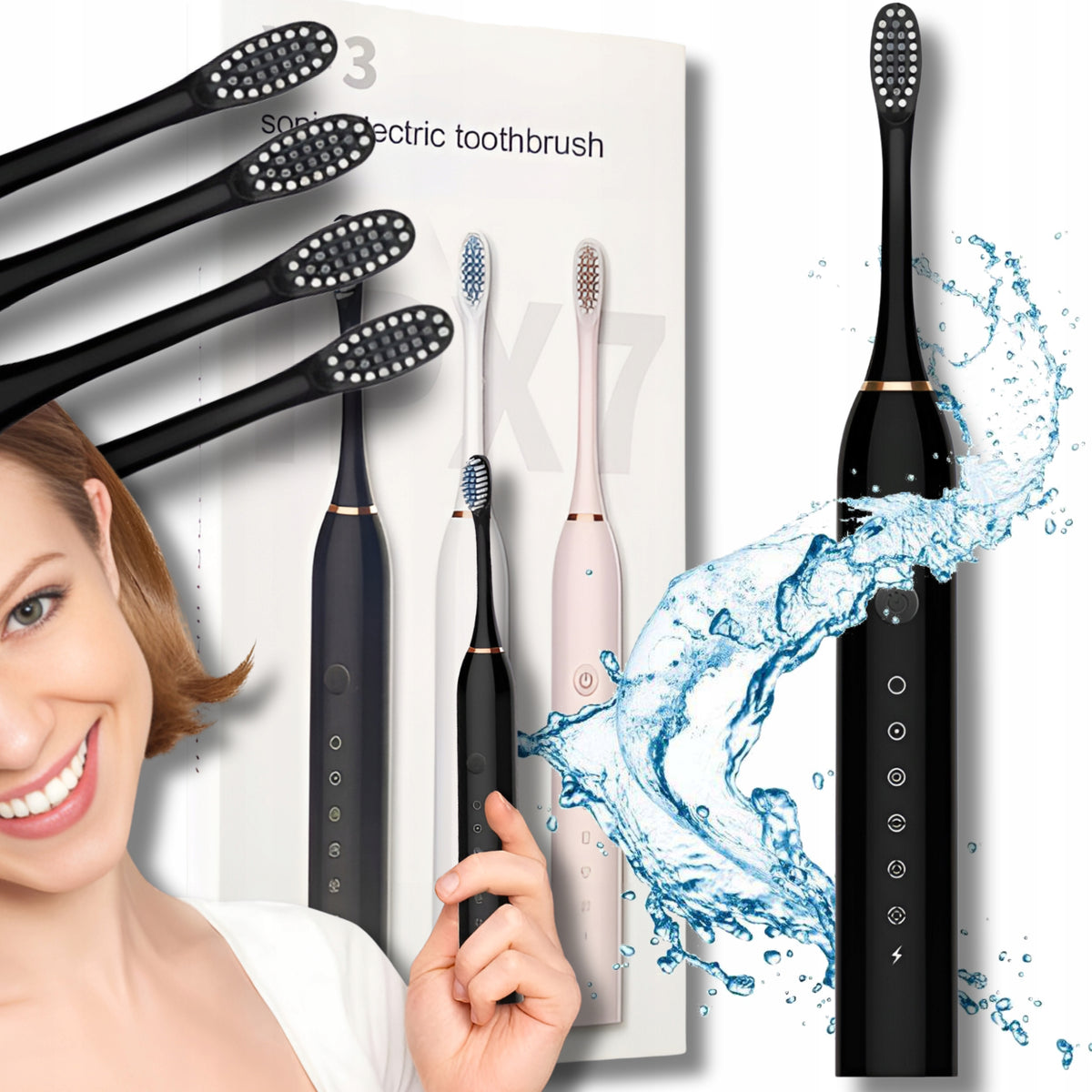 ELECTRIC SONIC TOOTHBRUSH 6 TIMER MODES + 4 TIPS