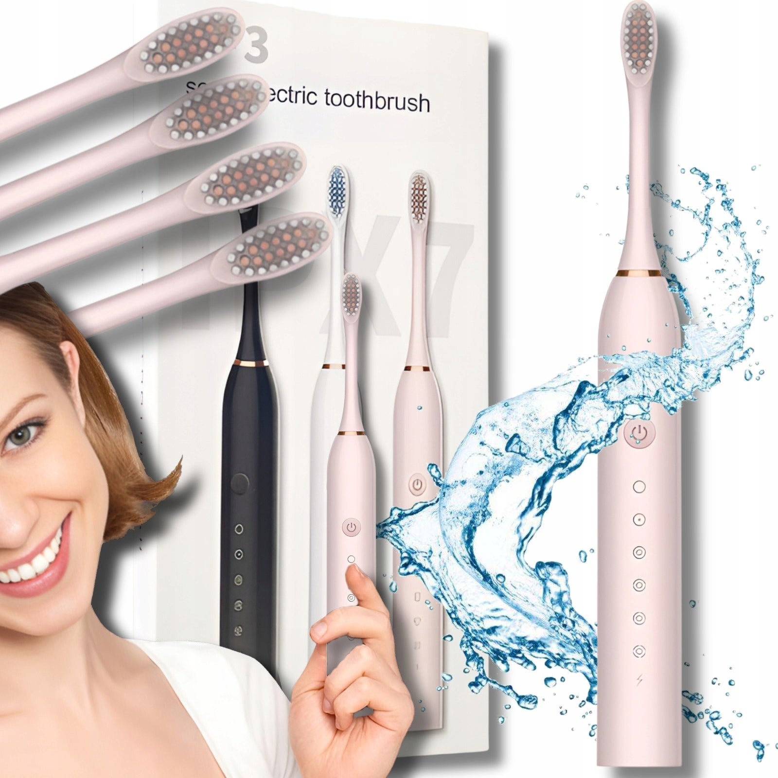 ELECTRIC SONIC TOOTHBRUSH 6 TIMER MODES + 4 TIPS