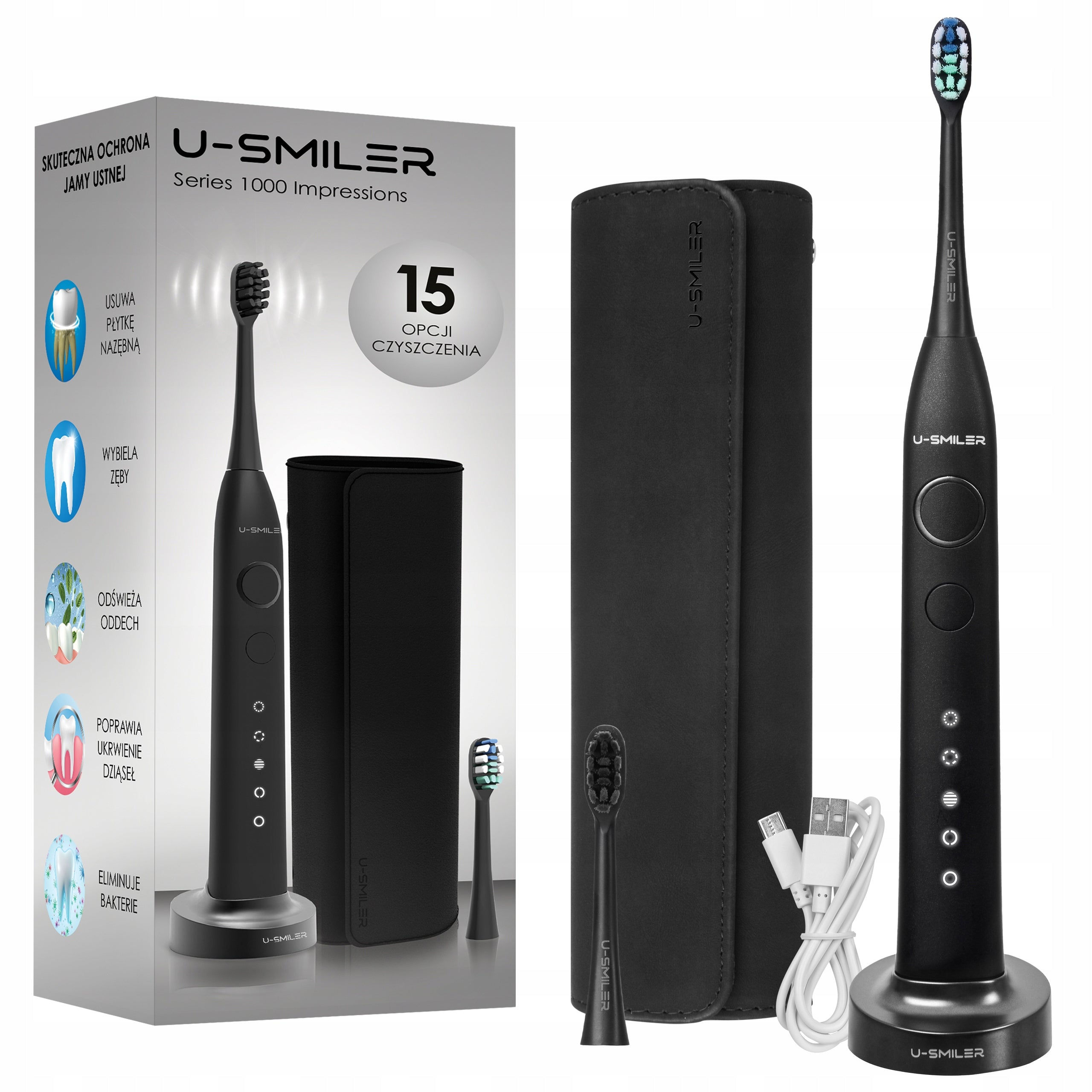 ELECTRIC SONIC TOOTHBRUSH 84000 VIBRATION 5 MODES 2 TIPS CASE