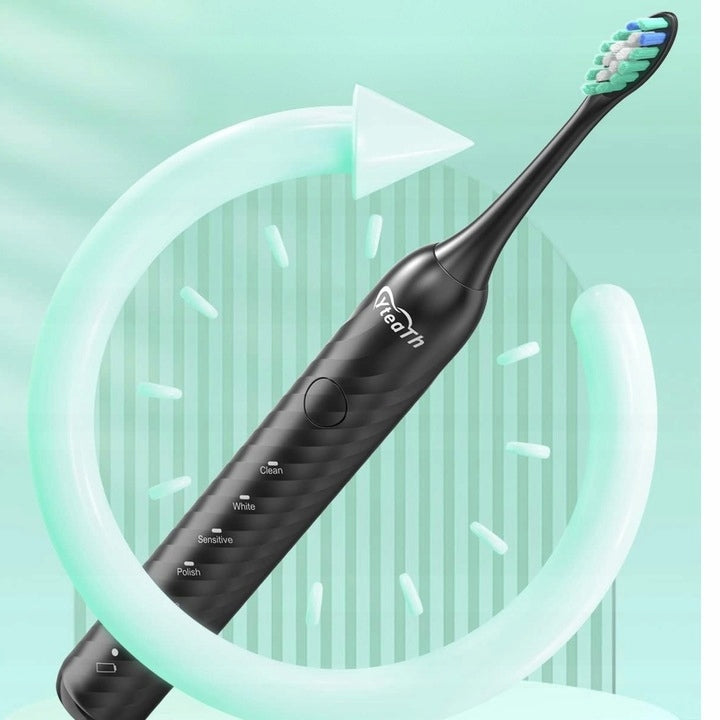 ELECTRIC SONIC TOOTHBRUSH BLACK + 6 X REPLACEMENT TIPS Manufacturer code SZCZOTECZKA CZARNA