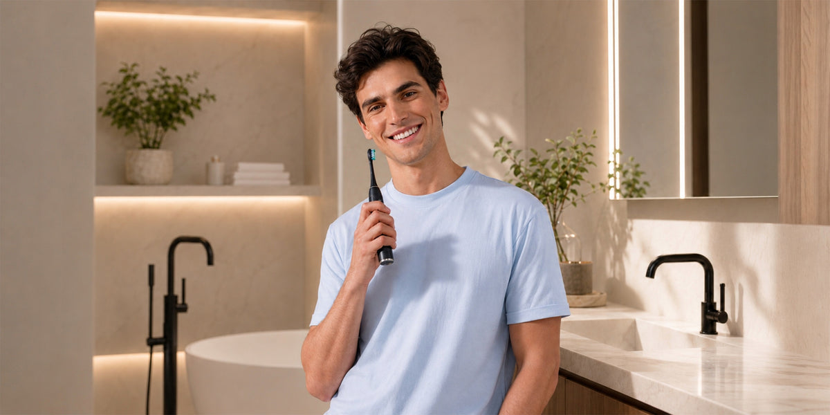 ELECTRIC SONIC TOOTHBRUSH CASE + 5 tips black INDUCTION Packaging status original