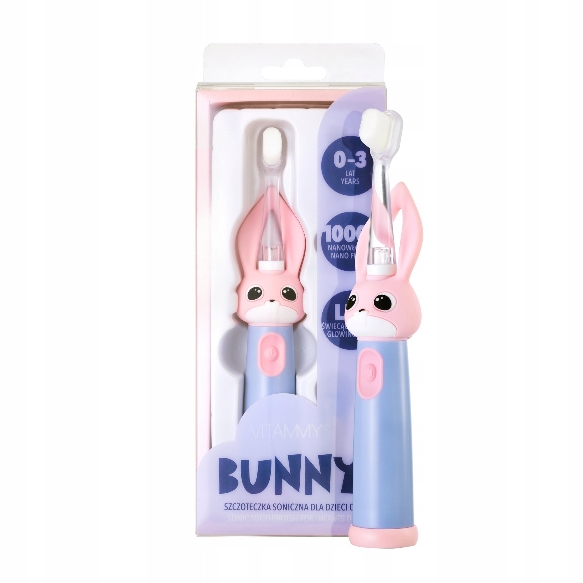 ELECTRIC SONIC TOOTHBRUSH FOR CHILDREN 0-3YEARS + LED BUNNY LIGHT