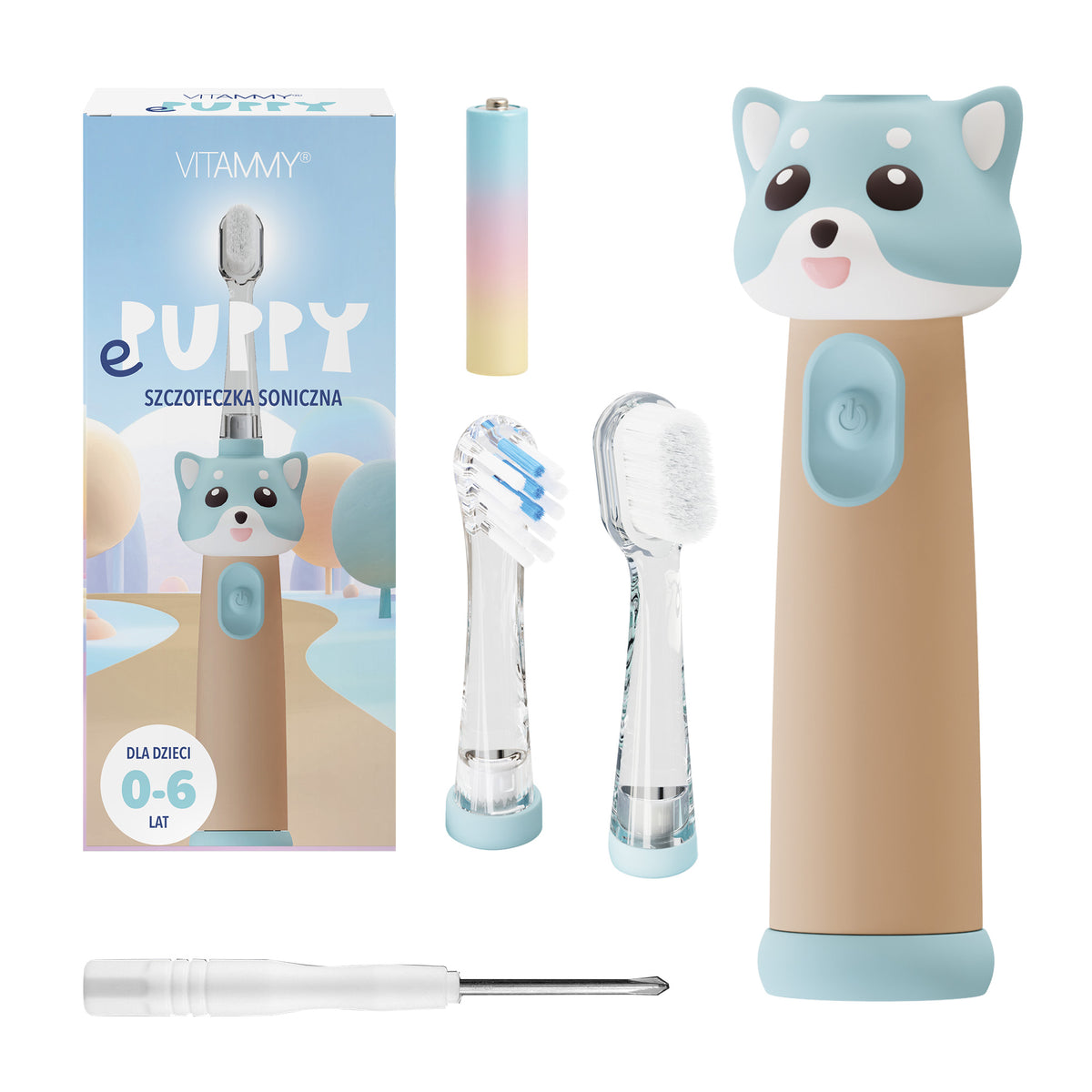 ELECTRIC SONIC TOOTHBRUSH FOR CHILDREN 0-6 VITAMMY ePUPPY BLUE Manufacturer code TOW022293