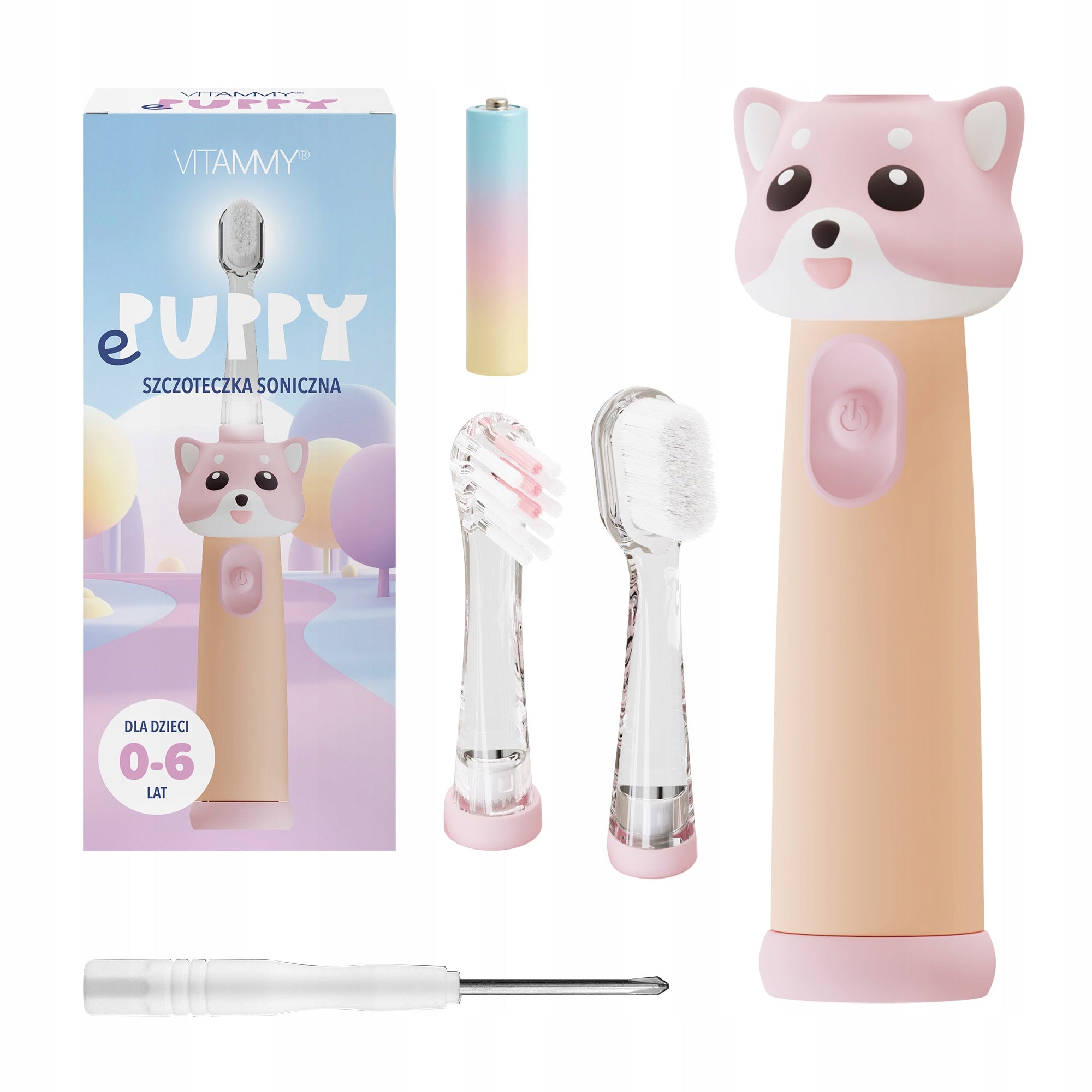 ELECTRIC SONIC TOOTHBRUSH FOR CHILDREN 0-6 VITAMMY ePUPPY PINK Manufacturer code TOW022292