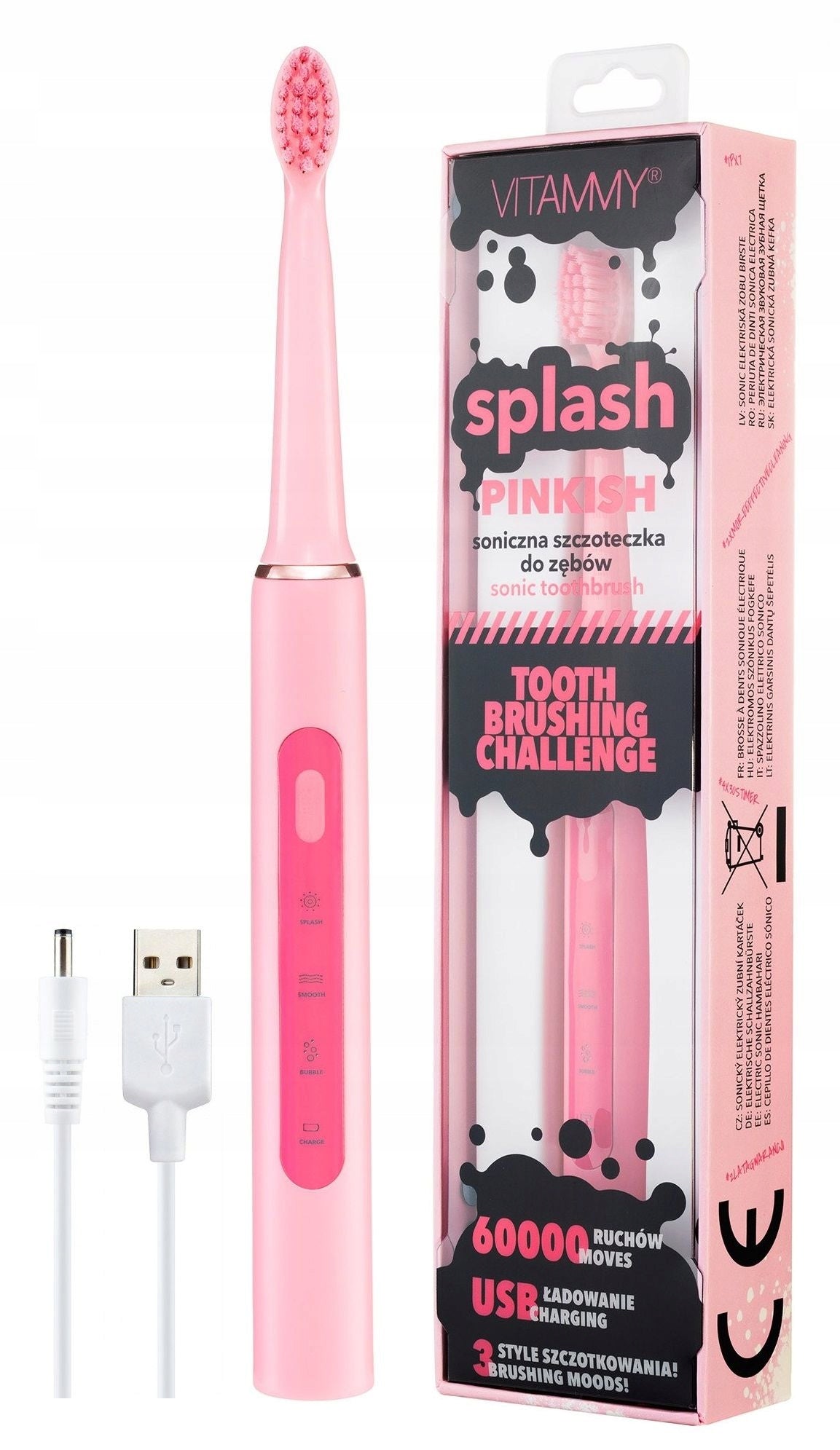 ELECTRIC SONIC TOOTHBRUSH FOR CHILDREN 8+ VITAMMY SPLASH PINKISH