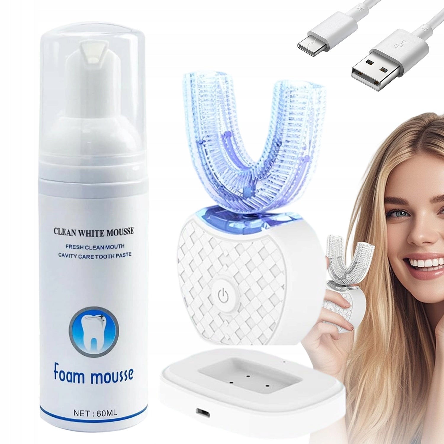 ELECTRIC SONIC TOOTHBRUSH LED 4 MODES WITH CHARGING STATION