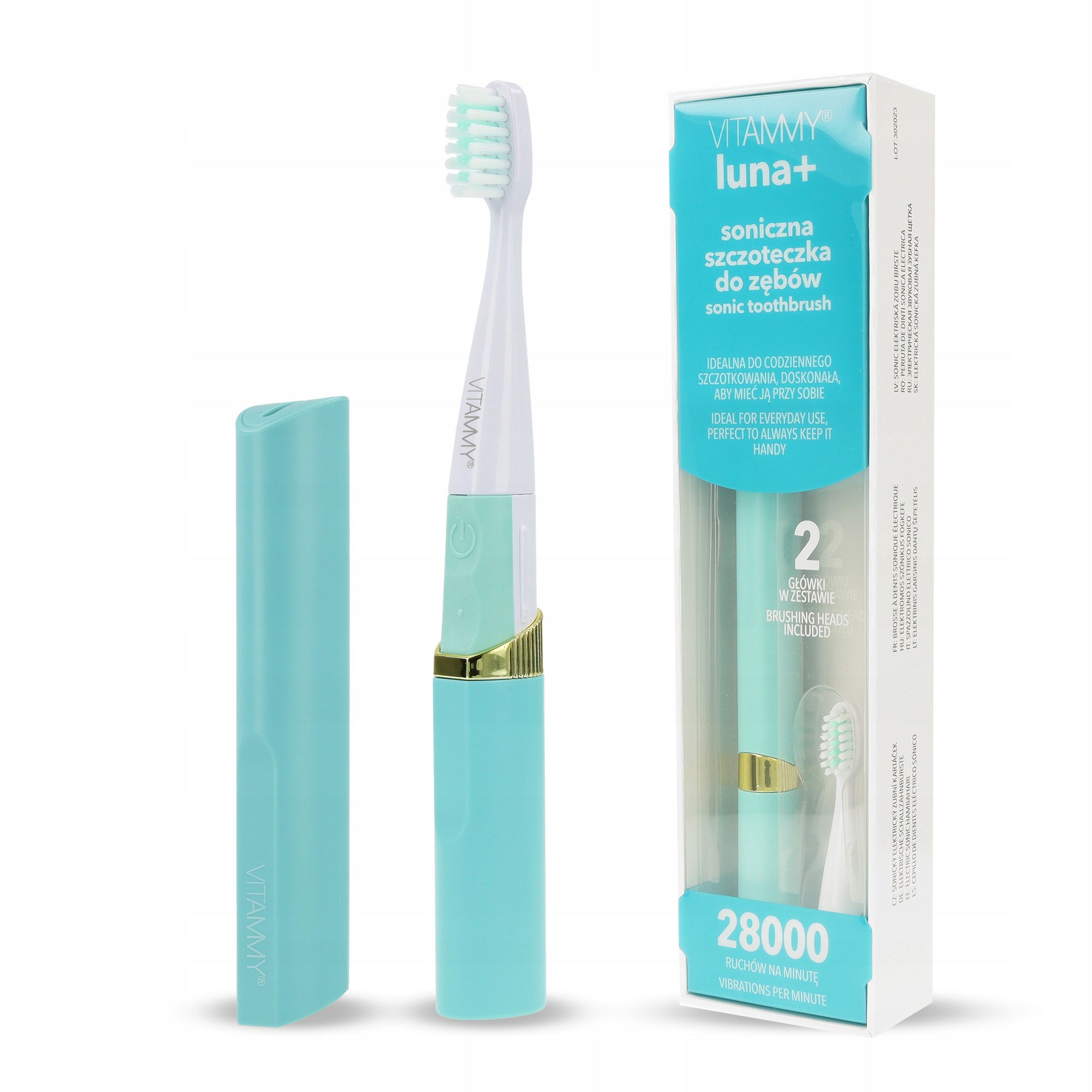 ELECTRIC SONIC TOOTHBRUSH VITAMMY LUNA+ TURQUOISE LIGHT 28000 EAN (GTIN) 5901793643106