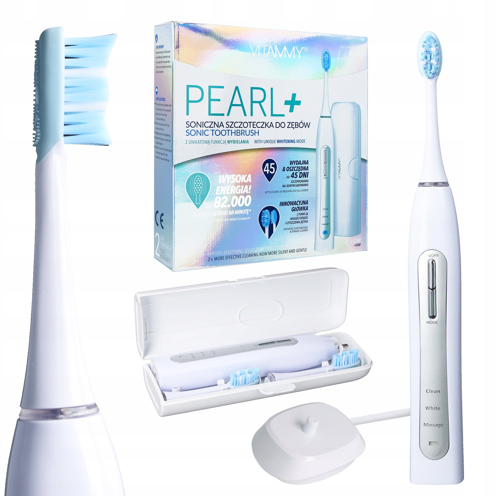ELECTRIC SONIC TOOTHBRUSH VITAMMY PEARL+ 2TIPS +ETUI