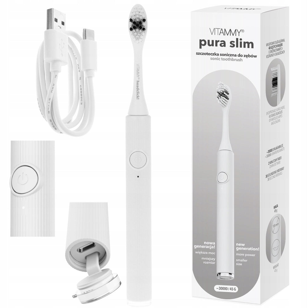 ELECTRIC SONIC TOOTHBRUSH VITAMMY PURA WHITE ULTRA-LIGHT