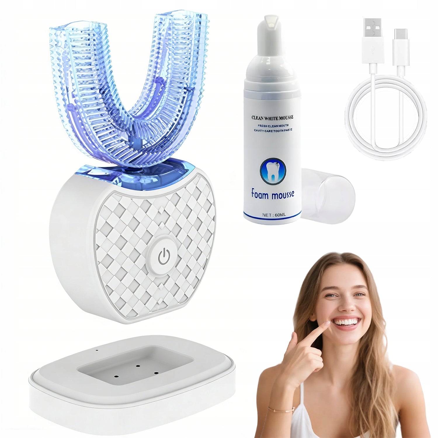 ELECTRIC SONIC TOOTHBRUSH WATERPROOF WHITE