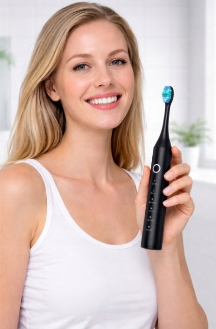 ELECTRIC SONIC TOOTHBRUSH WITH CASE 10 X REPLACEMENT TIPS Packaging status original
