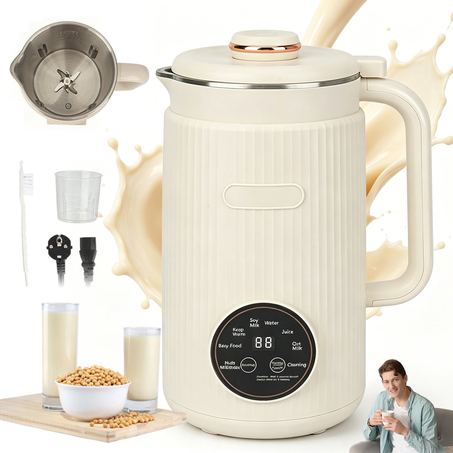 ELECTRIC SOY MILK MAKING MACHINE FOOD MIXER 1200ML