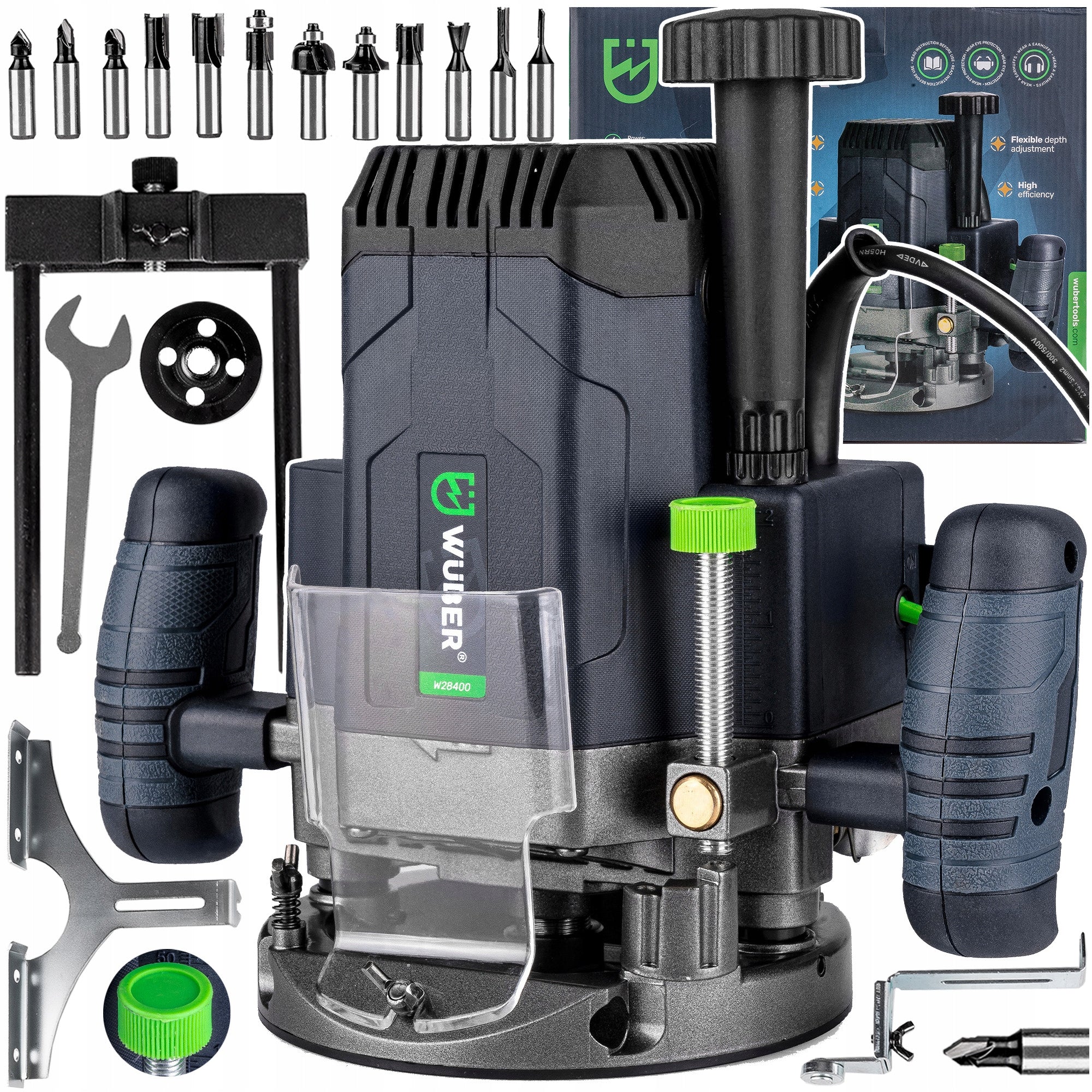 ELECTRIC SPINDLE MILLING MACHINE FOR WOOD SET + 12 CUTTERS WUBER