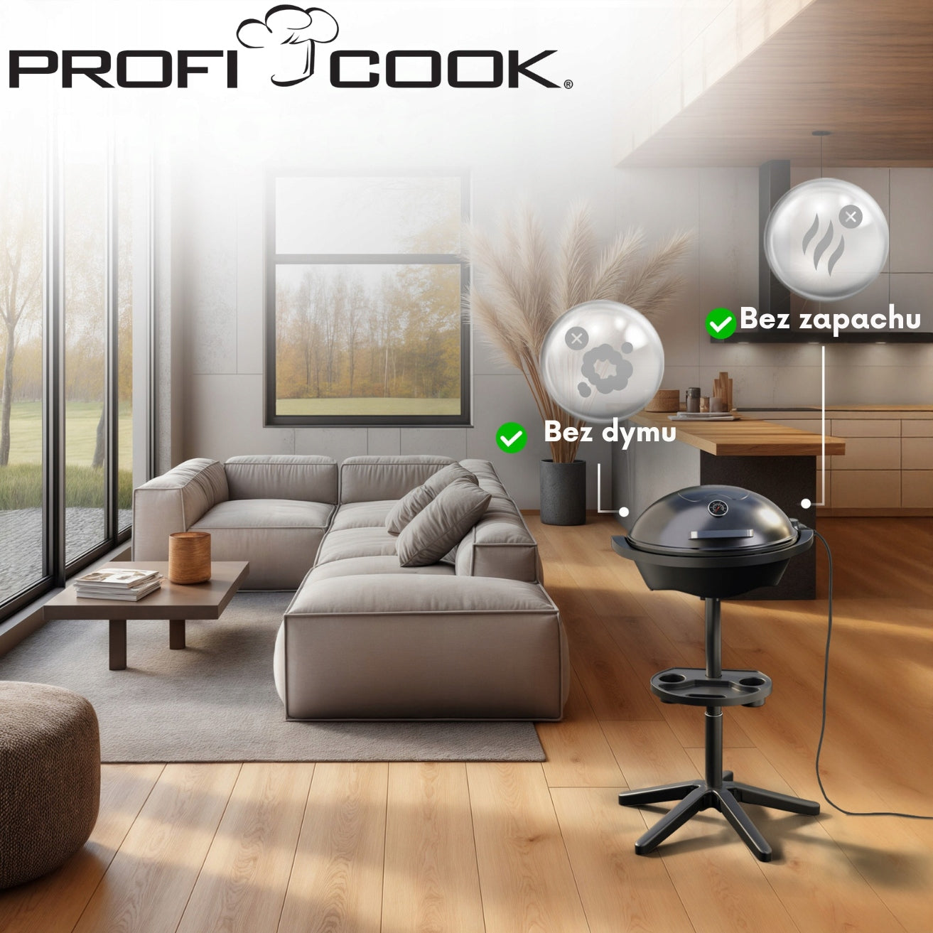 ELECTRIC STANDING AND TABLE GRILL WITH TEMP REGULATION PROFICOOK PC-BQS 1303 Brand Profi Cook