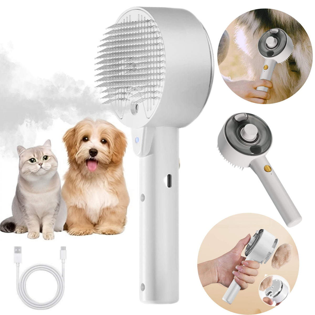 ELECTRIC STEAM BRUSH-FOR CAT AND DOG MASSAGE AND HAIR CARE