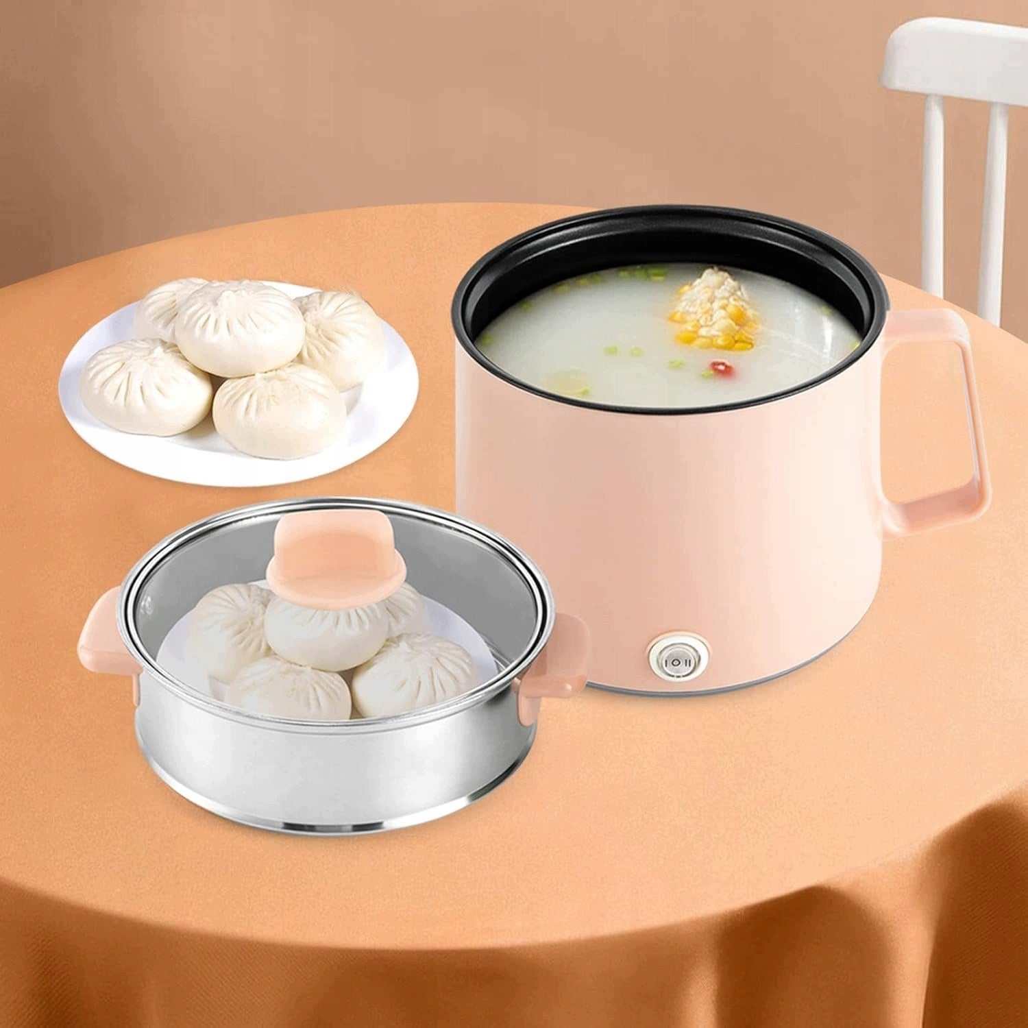 ELECTRIC STEAM COOKER1,7L PORTABLE MULTIFUNCTIONAL NON-STICK Dominant color pink