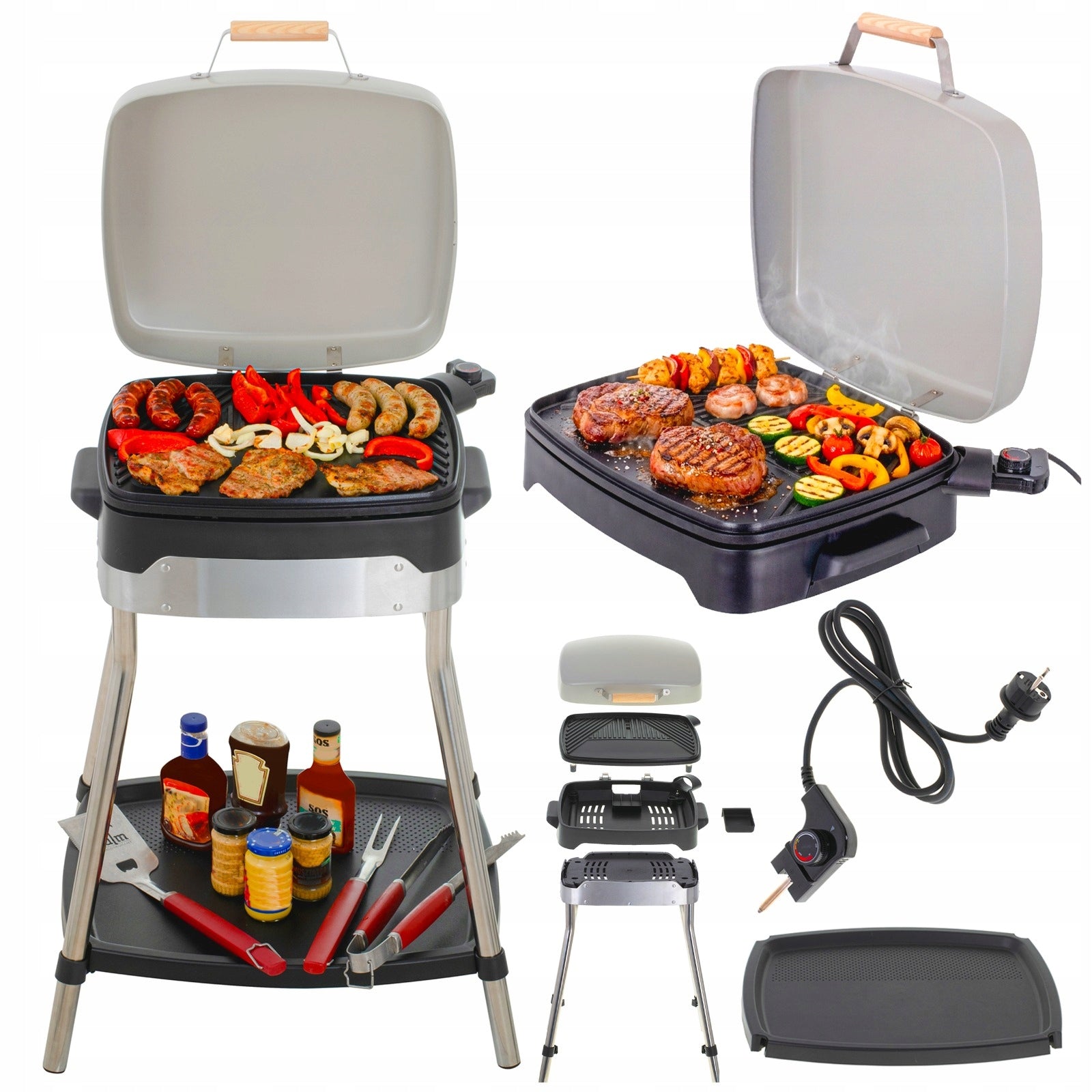 ELECTRIC TABLE GARDEN GRILL WITH COVER TEMPERATURE CONTROL 2500W