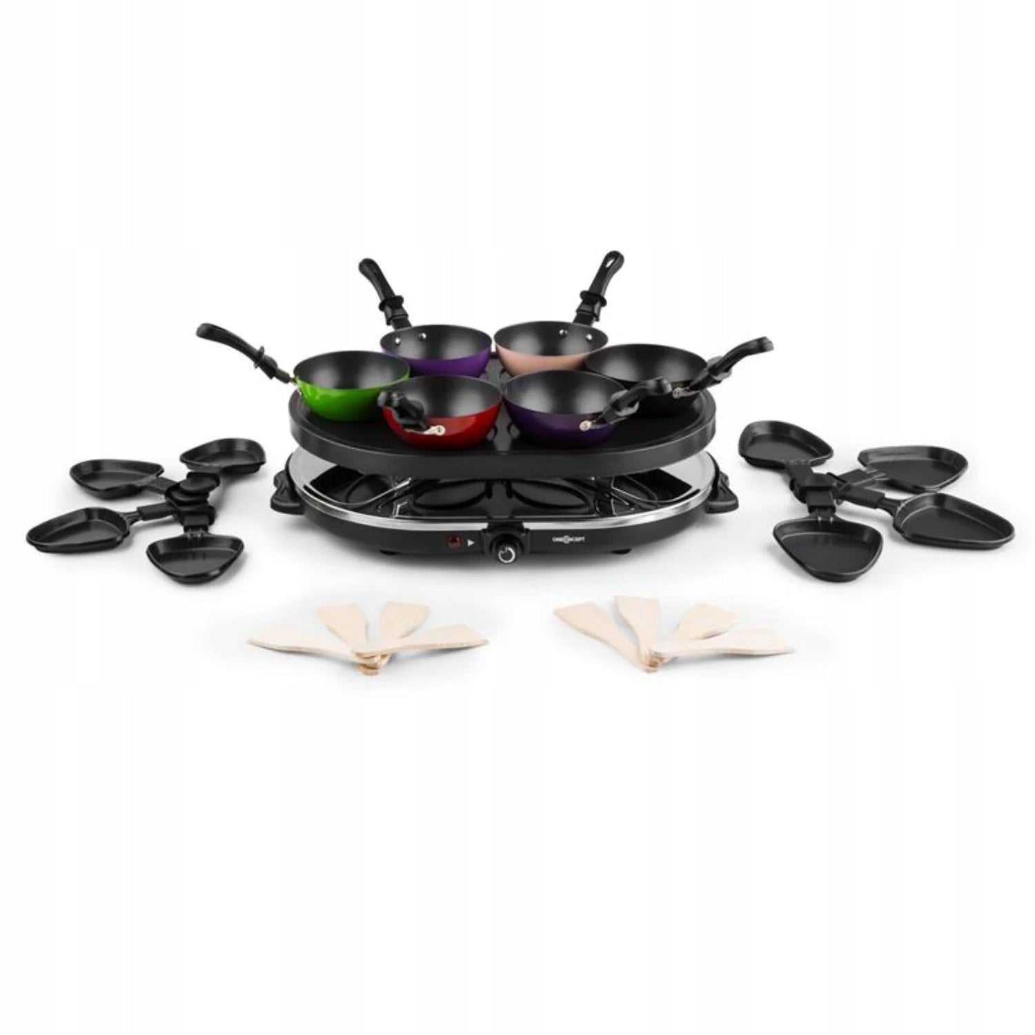 ELECTRIC TABLE GRILL 2IN1 RACLETTE STRONG 1200W 8 PEOPLE PANS BLACK