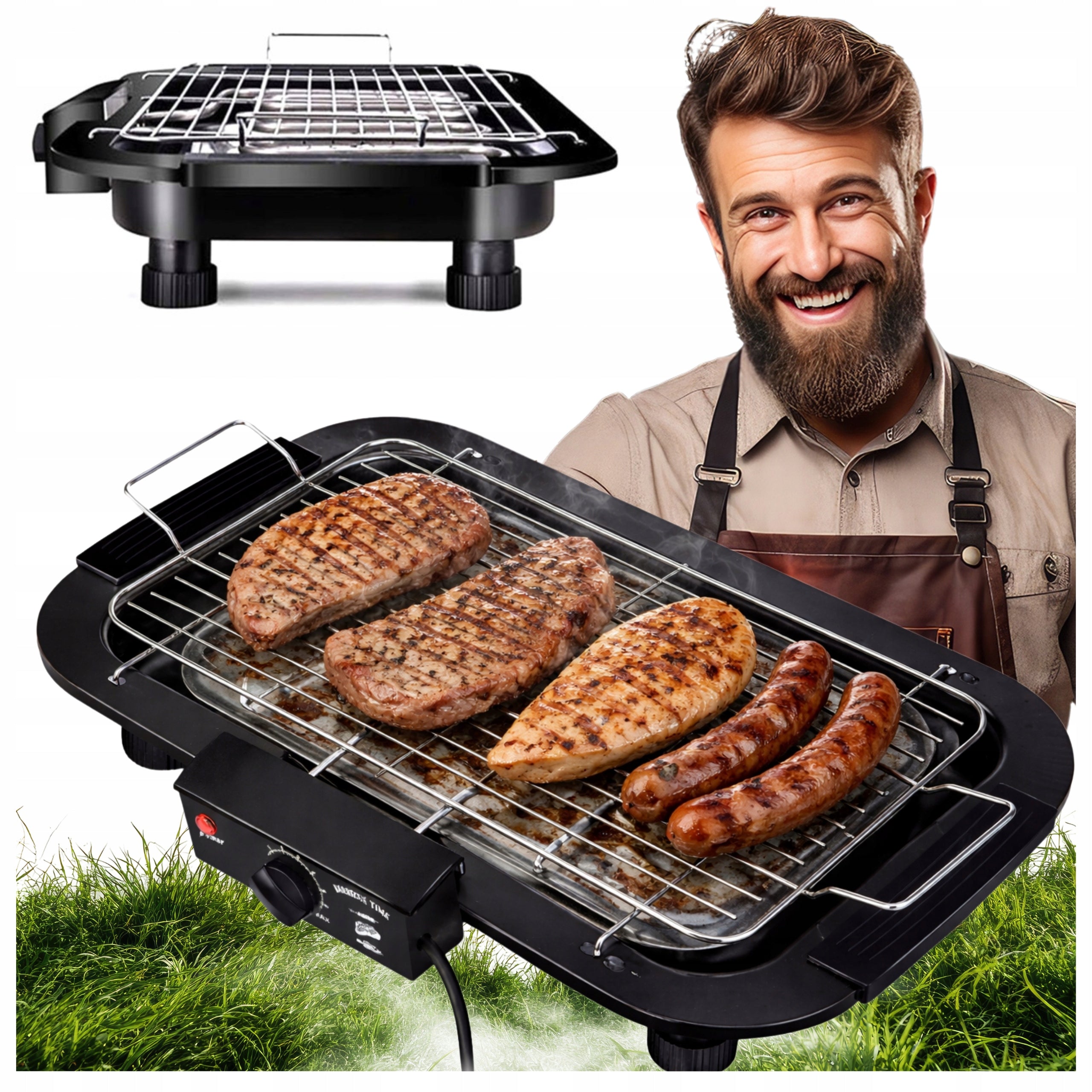 ELECTRIC TABLE GRILL COUNTERTOP GRATE PORTABLE ADJUSTABLE STRONG