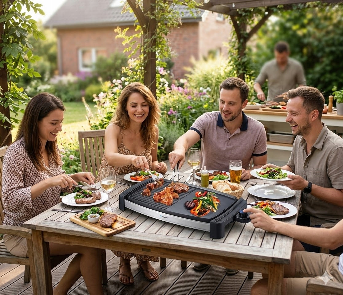ELECTRIC TABLE GRILL FOR MEAT FISH VEGETABLES 2 ZONES BLAUPUNKT GRT301 Packaging status original