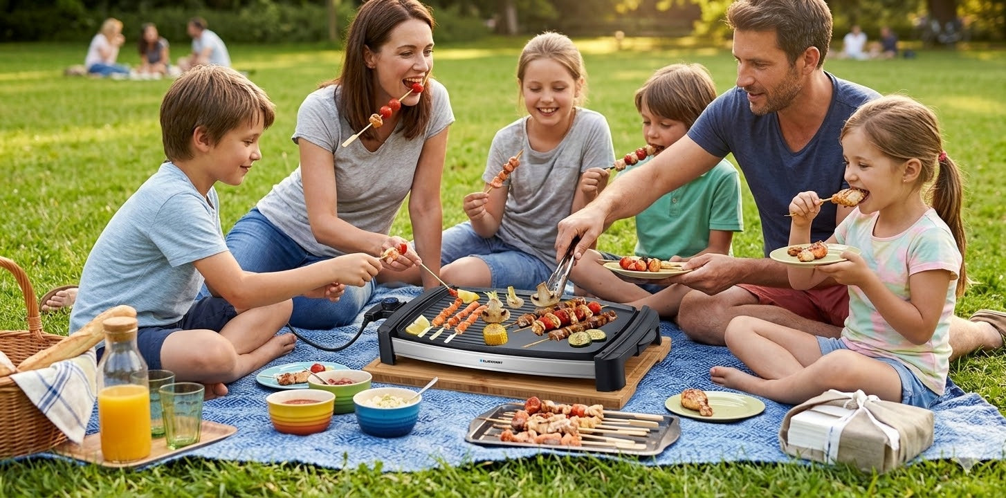 ELECTRIC TABLE GRILL FOR MEAT FISH VEGETABLES 2 ZONES BLAUPUNKT GRT301 Power rating 2000 W