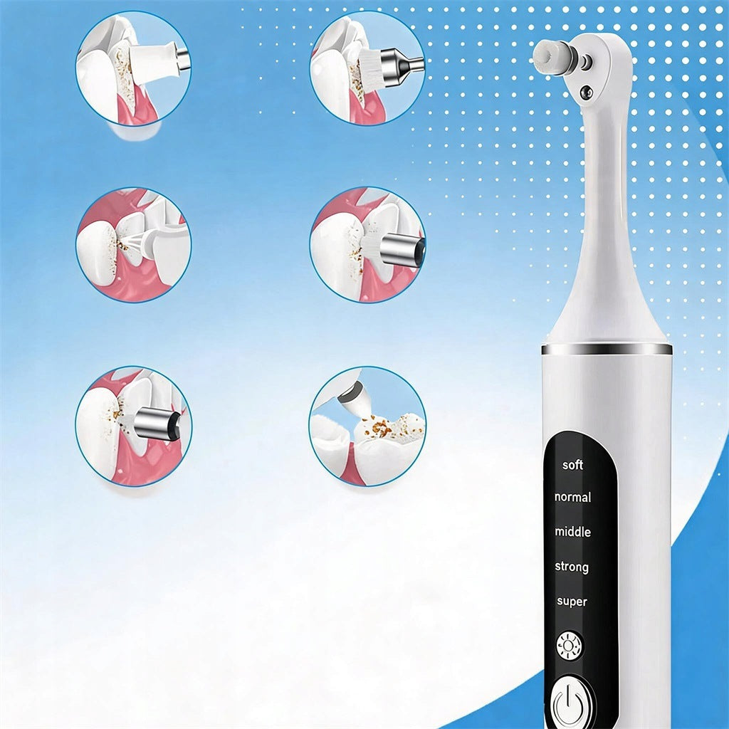 ELECTRIC TOOTH POLISHER 6 TIPS 5 MODES IPX6 HIGH QUALITY Dominant color white