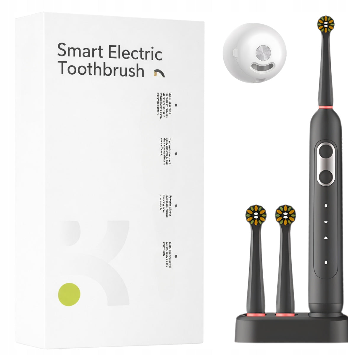 ELECTRIC TOOTHBRUSH BLACK TIMER 2 TIPS + UV STERILIZER