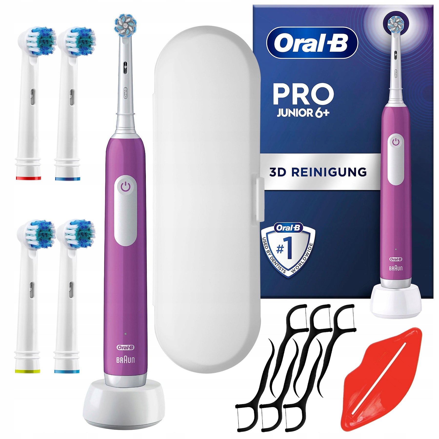 ELECTRIC TOOTHBRUSH FOR CHILDREN ORAL-B PRO 3 JUNIOR PURPLE + ACCESSORIES EAN (GTIN) 5905701107841