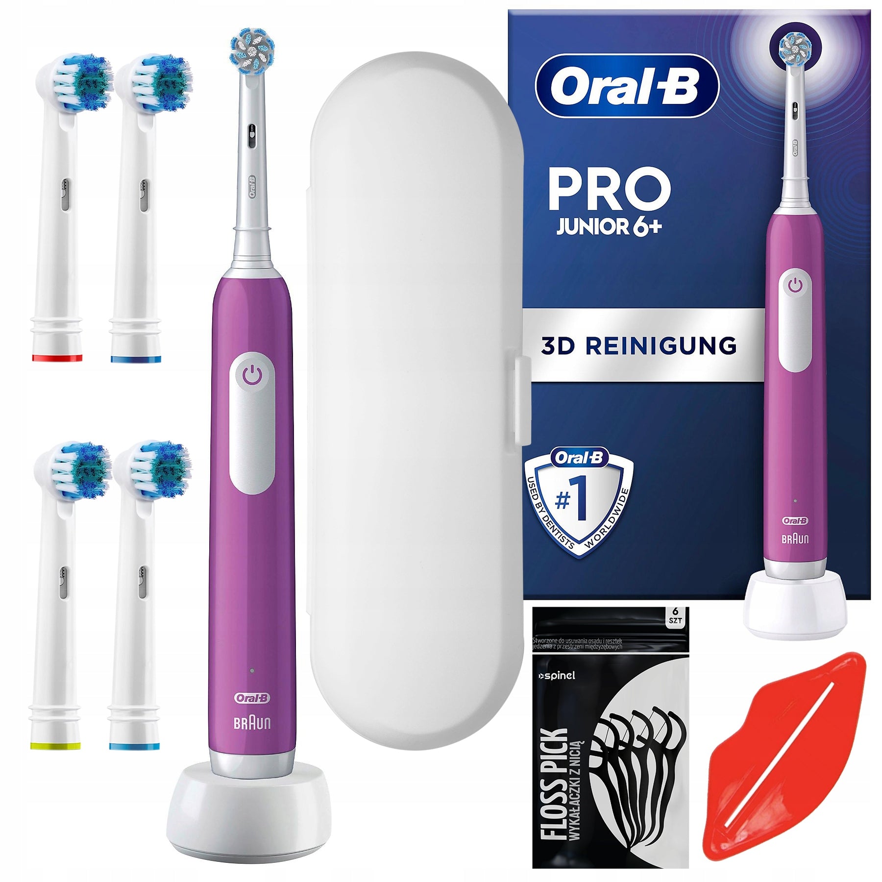 ELECTRIC TOOTHBRUSH FOR CHILDREN ORAL-B PRO 3 JUNIOR PURPLE + ACCESSORIES