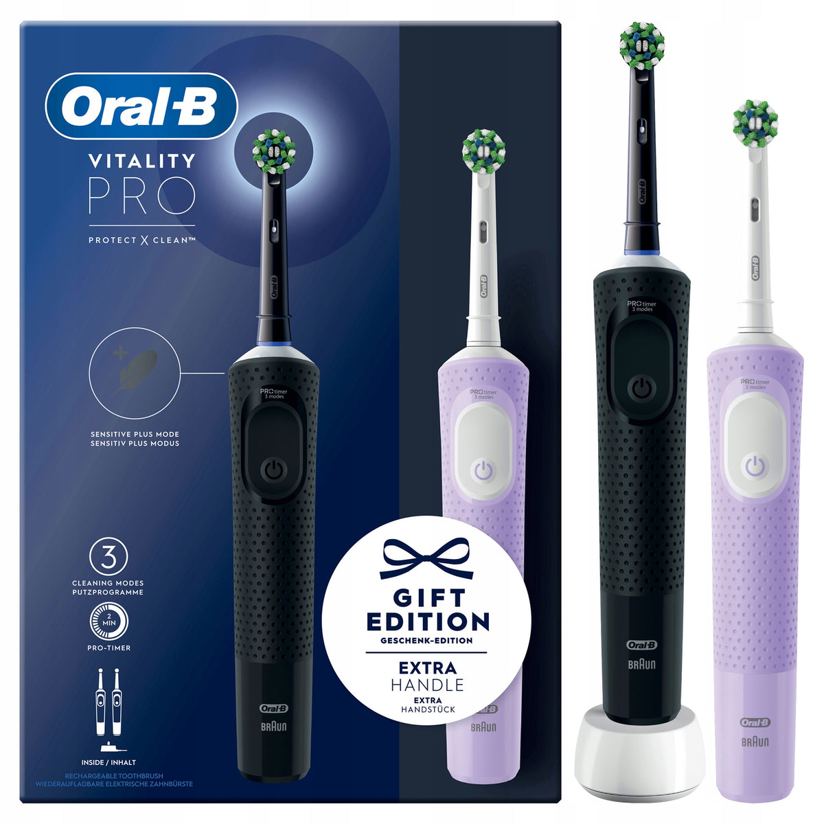 ELECTRIC TOOTHBRUSH ORAL-B VITALITY PRO D103 DUO BLACK LILAC VIOLET