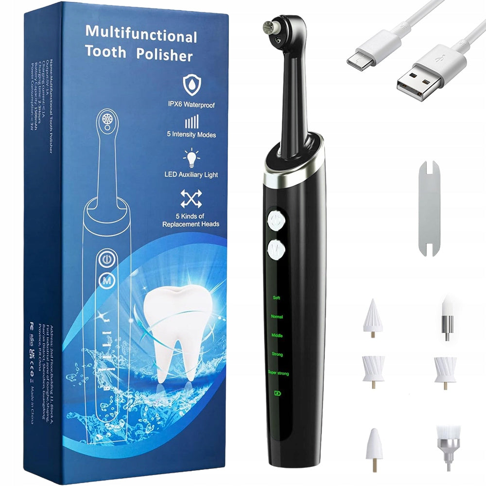 ELECTRIC TOOTHBRUSH POLISHER AND TEETH WHITENING WASHER WITH FLASHLIGHT