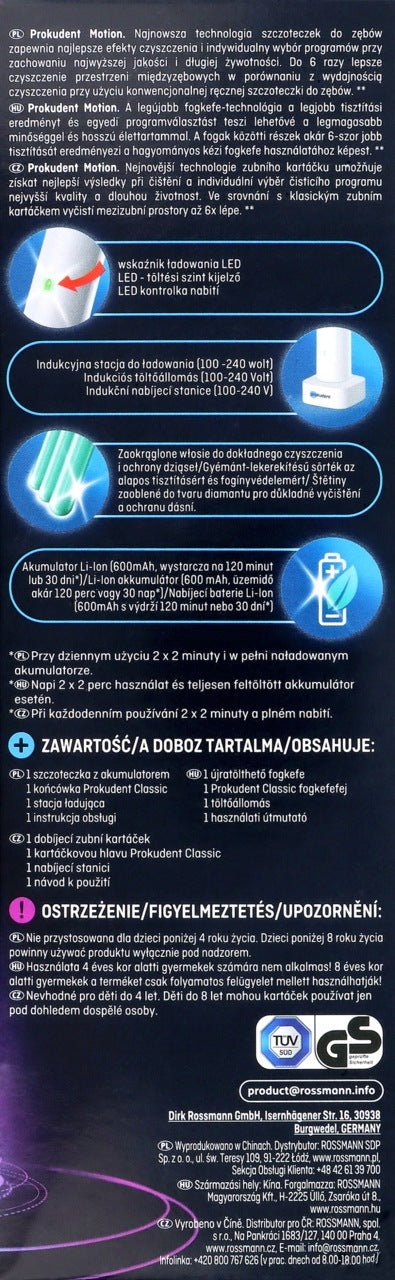 ELECTRIC TOOTHBRUSH PROKUDENT MOTION Manufacturer code 4047196039519