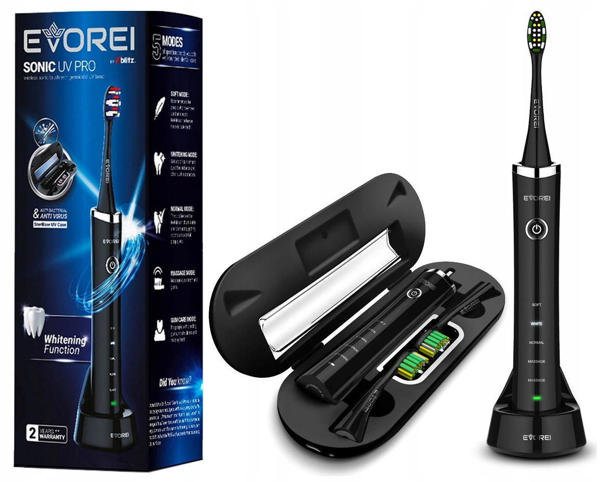 ELECTRIC TOOTHBRUSH SONIC EVOREI SONIC UV PRO 5MODES WYBIE