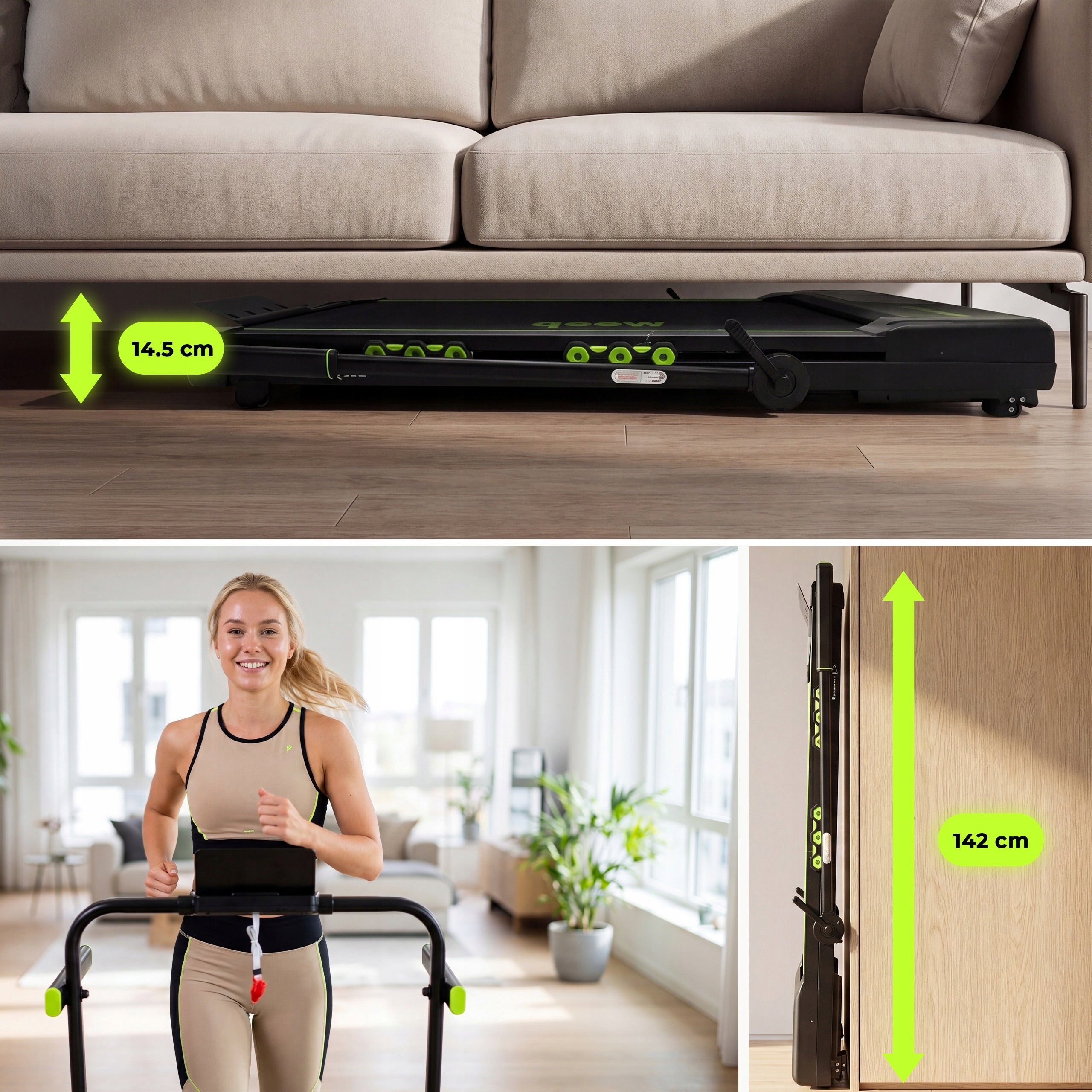 ELECTRIC TREADMILL FOLDING UNDER THE BED WEEP ADJUSTABLE ANGLE INCLINATION. 12km/h Brand WEEP