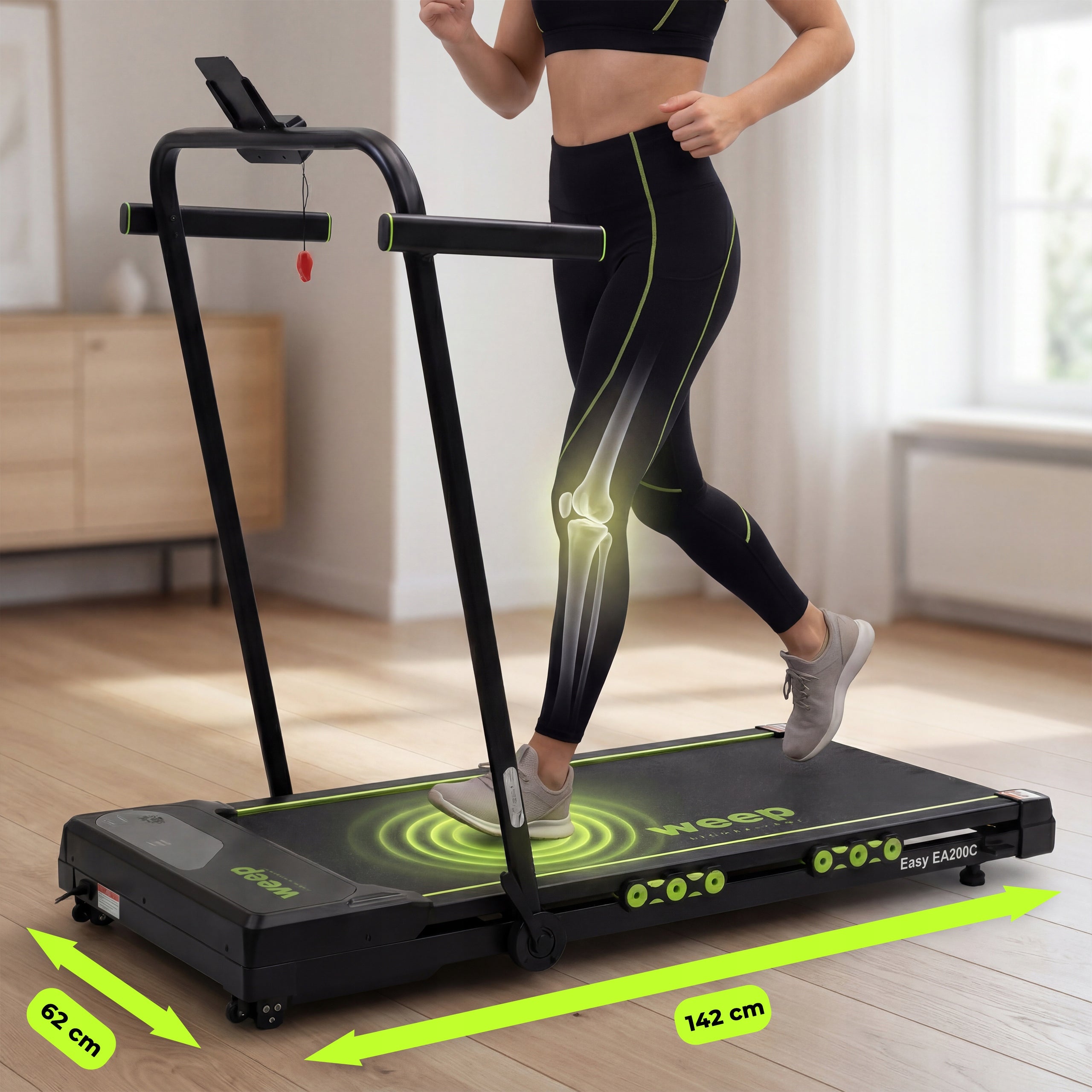 ELECTRIC TREADMILL FOLDING UNDER THE BED WEEP ADJUSTABLE ANGLE INCLINATION. 12km/h Kind electric