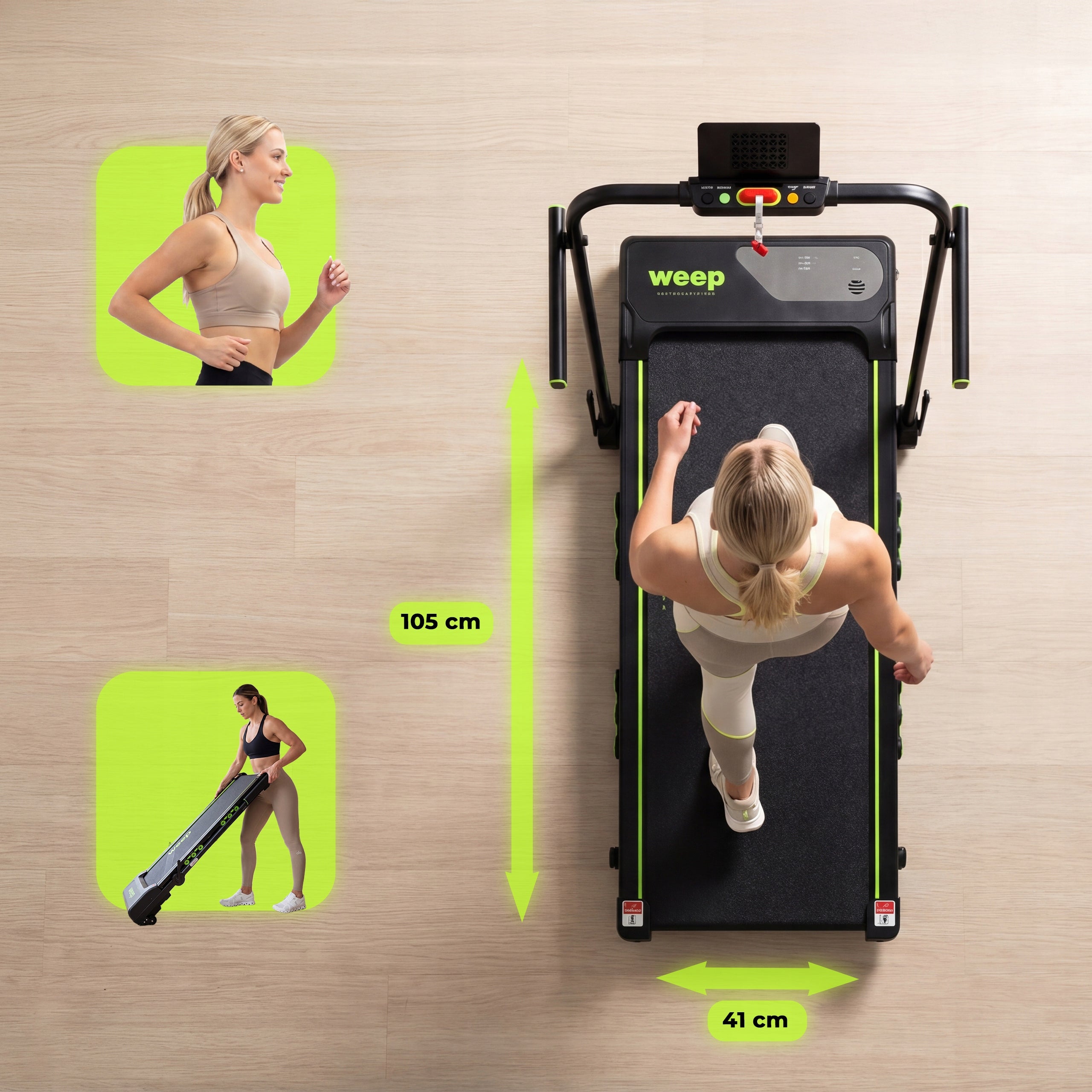 ELECTRIC TREADMILL FOLDING UNDER THE BED WEEP AUTO RISE CUSHIONING 12km/h Brand WEEP