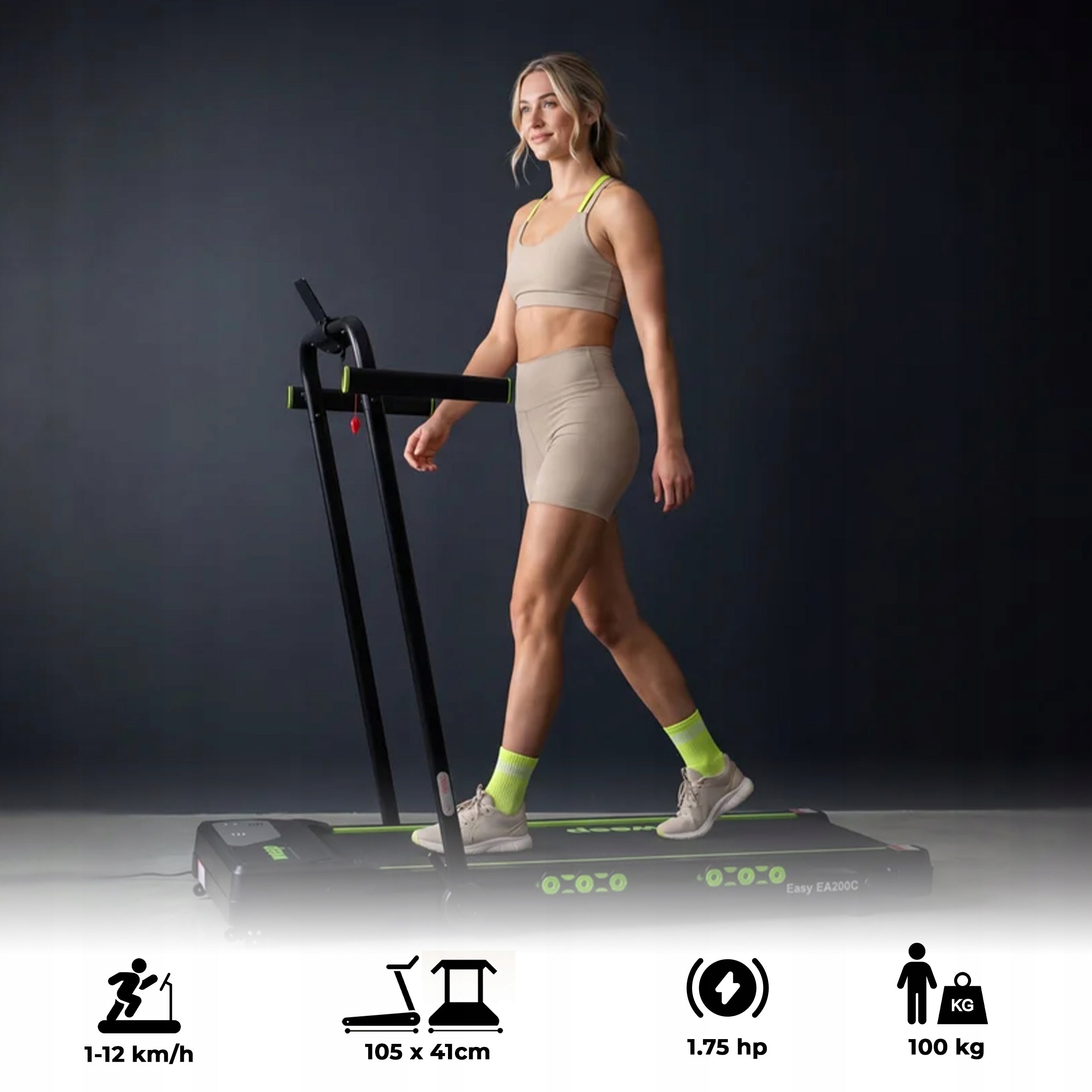 ELECTRIC TREADMILL FOLDING UNDER THE BED WEEP AUTO RISE CUSHIONING 12km/h Maximum user weight 100 kg
