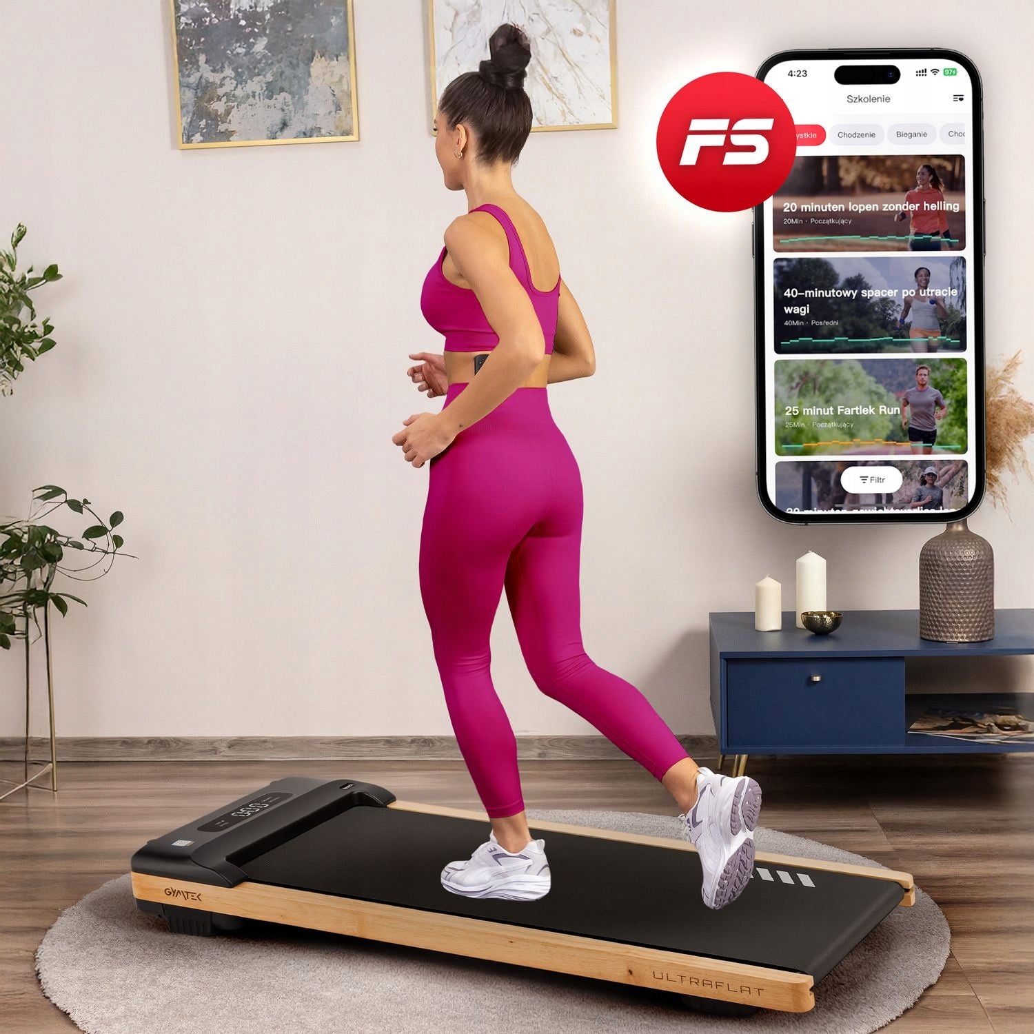 ELECTRIC TREADMILL FOR WALKING UNDER THE DESK APPLICATIONS BT GYMTEK Maximum user weight 110 kg