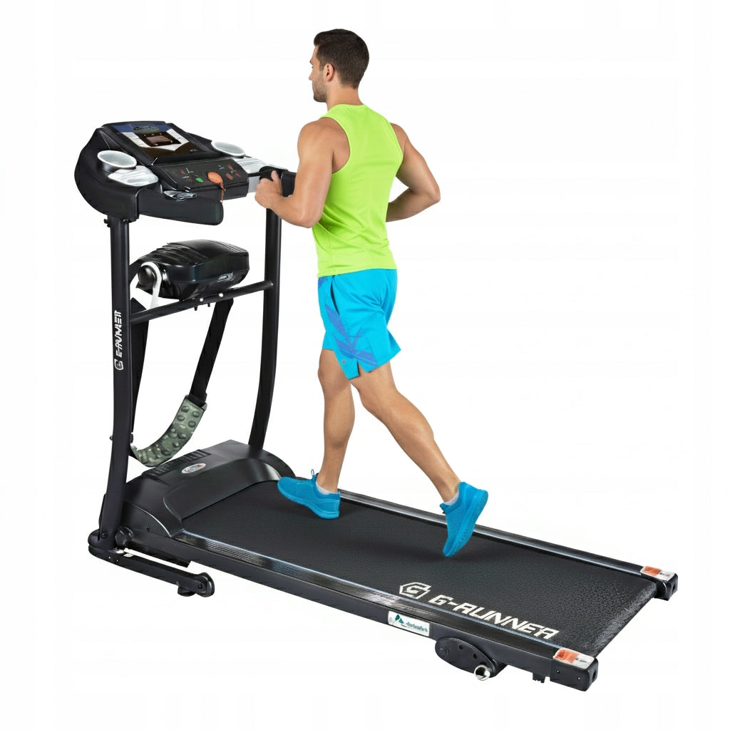 ELECTRIC TREADMILL G-RUNNER 400 HOME MASSAGER ELEVATION AUX FOLDING Measurements training duration distance speed pulse burned calories