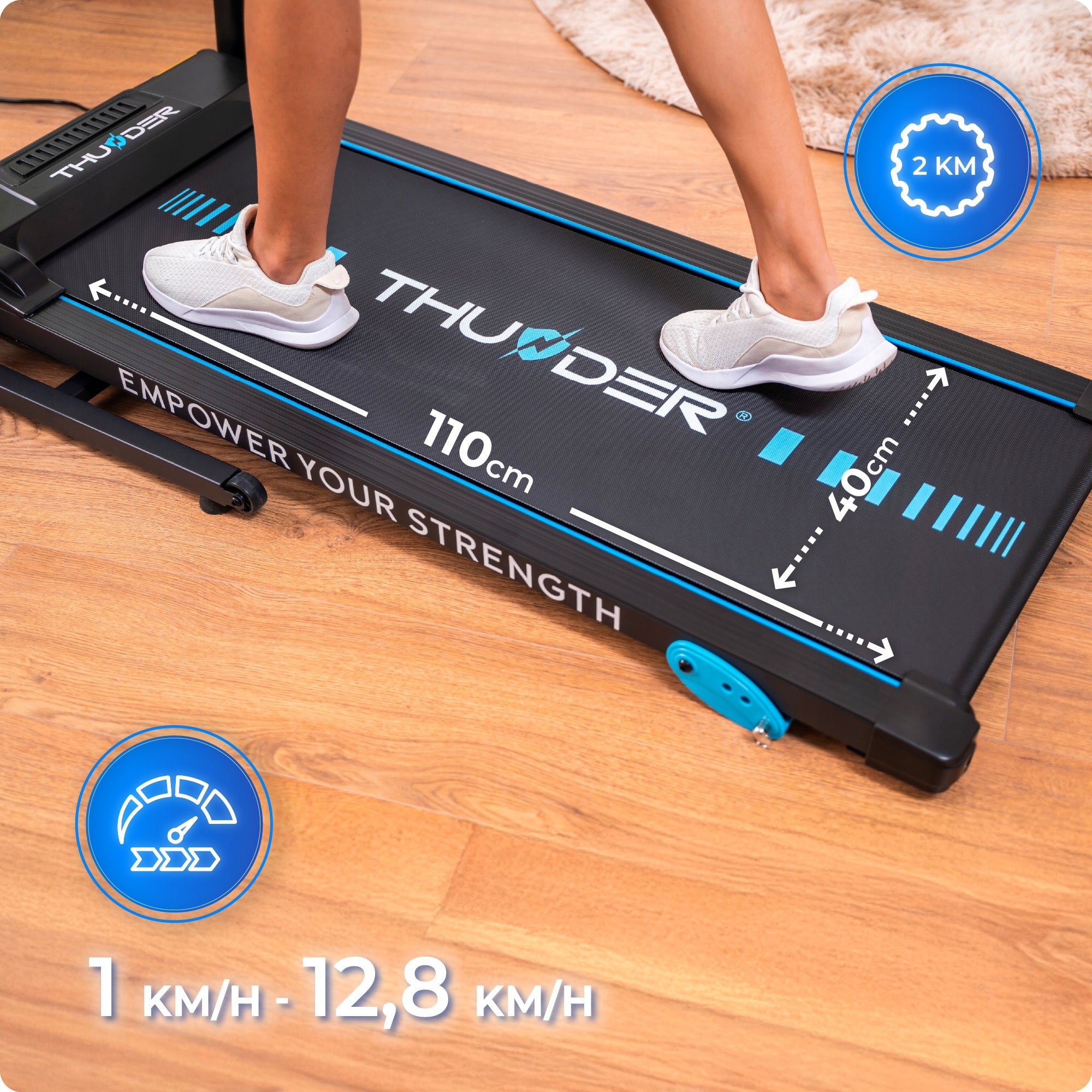 ELECTRIC TREADMILL G8000-D MASSAGER ANGLE OF INCLINATION FOLDING WITH SHOCK ABSORPTION Brand Thunder
