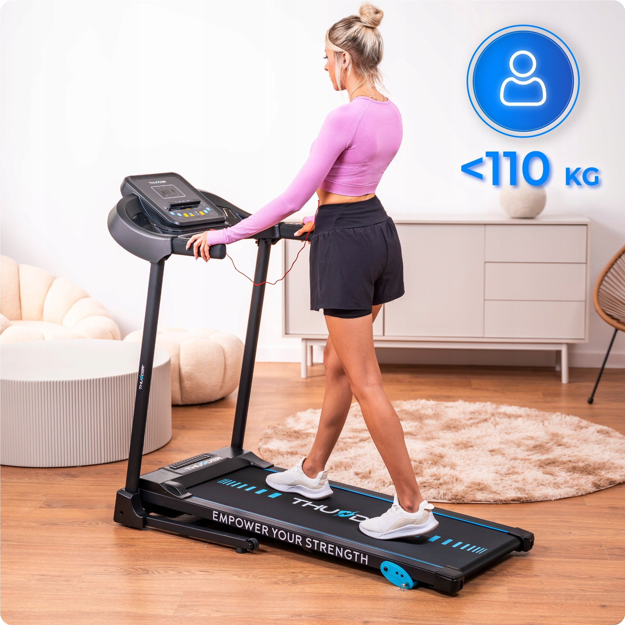 ELECTRIC TREADMILL G8000 HOME TILT ADJUSTMENT FOLDING SHOCK ABSORPTION Measurements training duration distance speed pulse burned calories