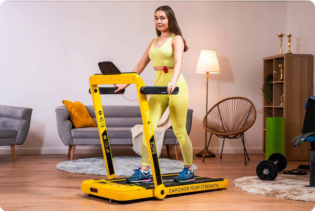 ELECTRIC TREADMILL THUNDER RACE FOLDING UNDER BED WALKINGPAD 2 FUNCTIONAL Maximum user weight 130 kg