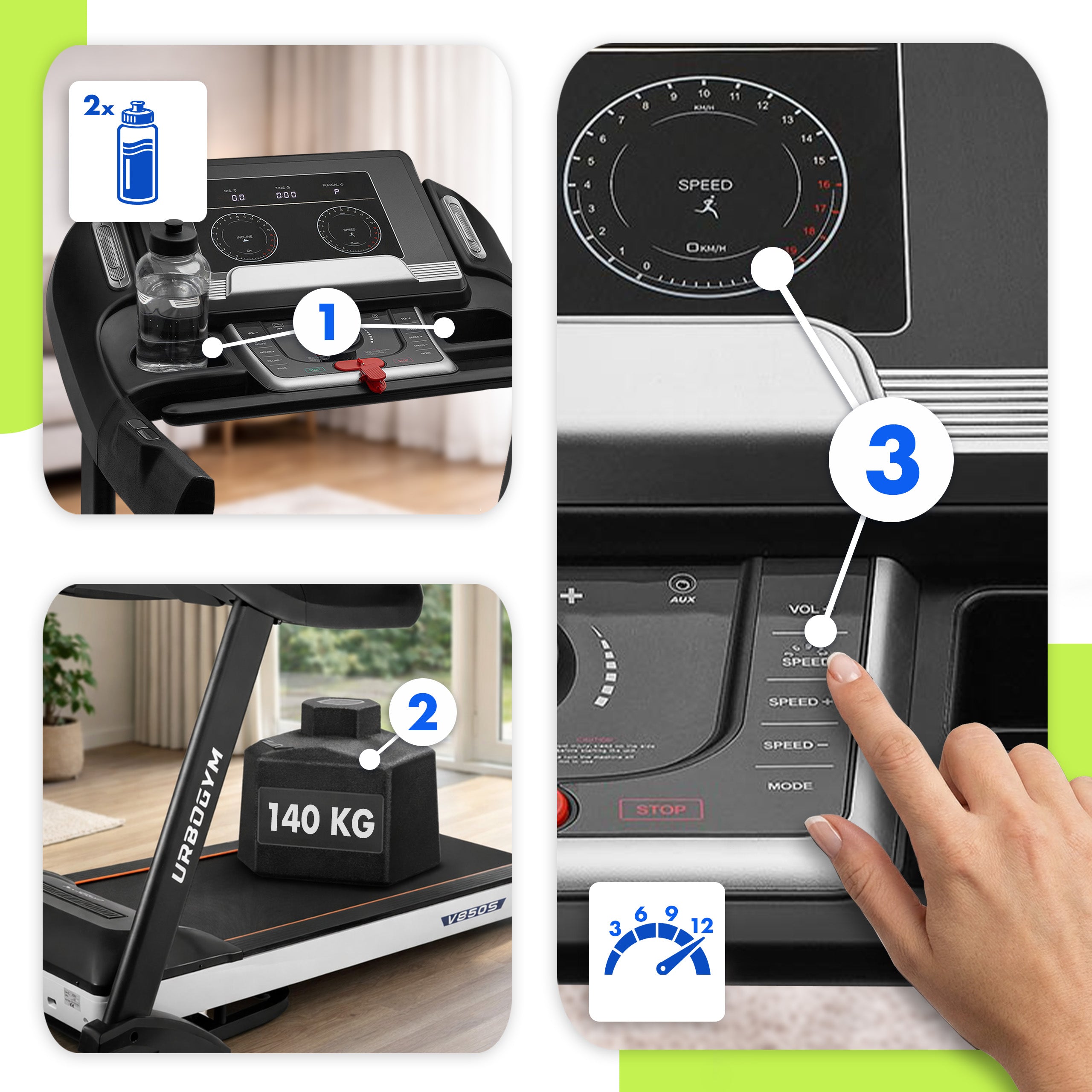 ELECTRIC TREADMILL V850S 20km/h LCD LARGE BELT 58 Model V850S
