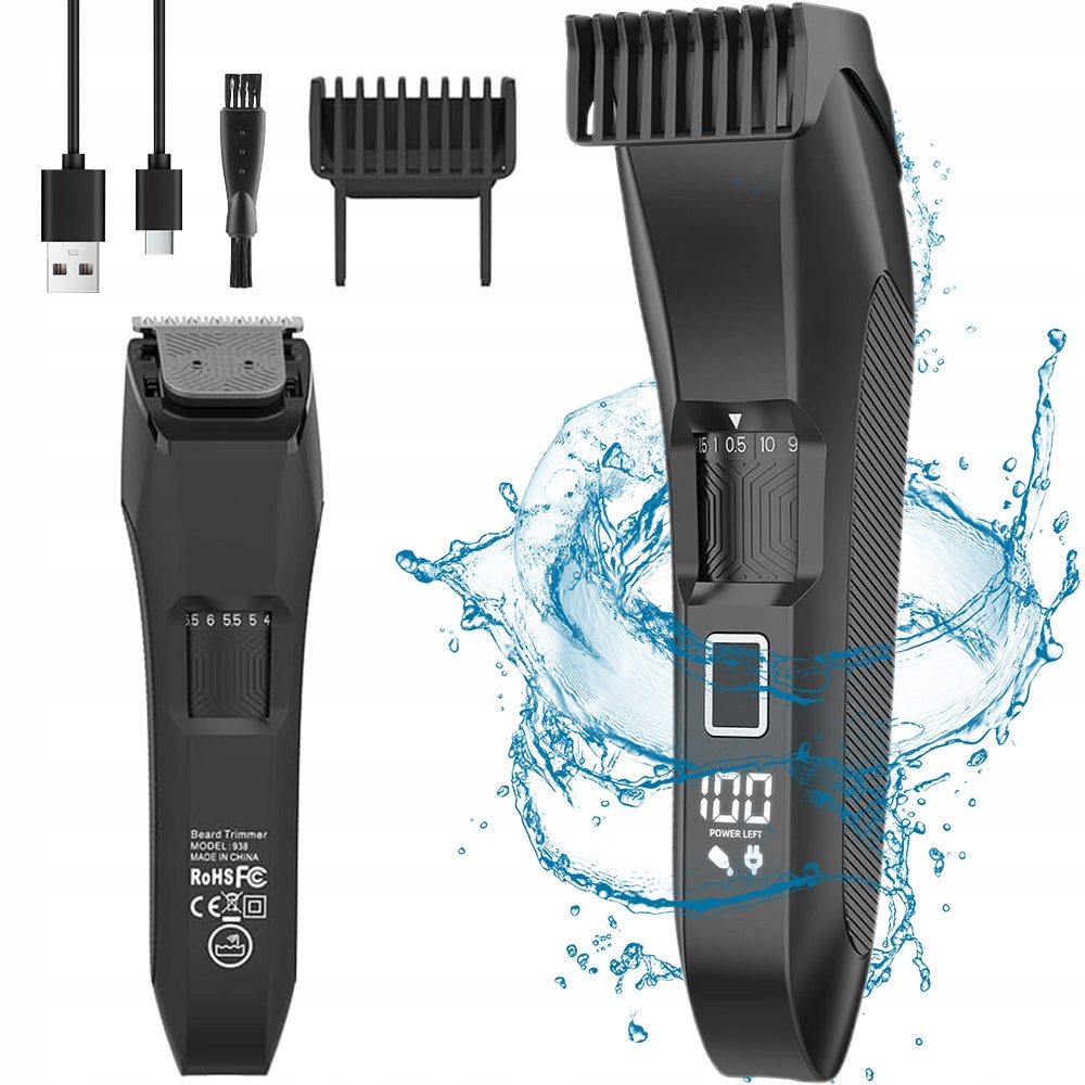 ELECTRIC TRIMMER SHAVER WITH R-SHAPED BLADE 10-STEP ADJUSTMENT