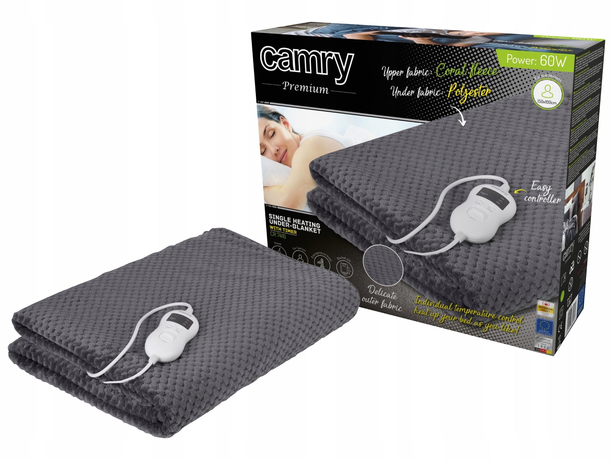 ELECTRIC UNDERLAY BLANKET 150X100CM TIMER LCD ADJUSTMENT 60W