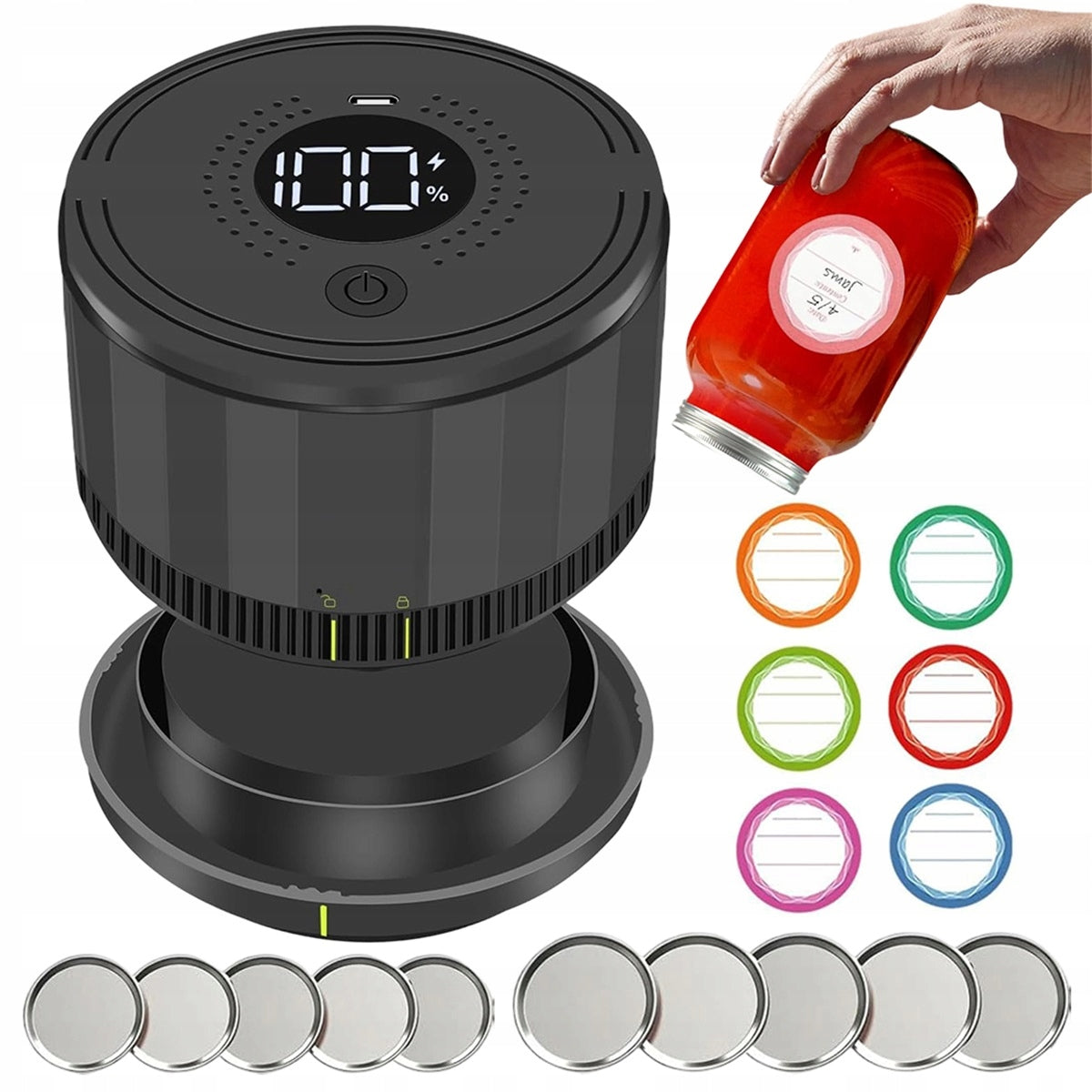 ELECTRIC VACUUM MASON JAR SEALER WITH 10 LIDS
