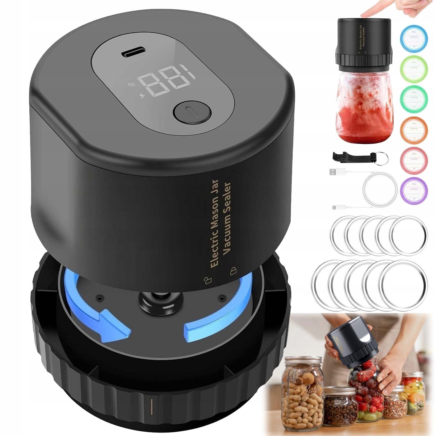 ELECTRIC VACUUM SEALER FOR JARS ONE-CLICK OPERATION
