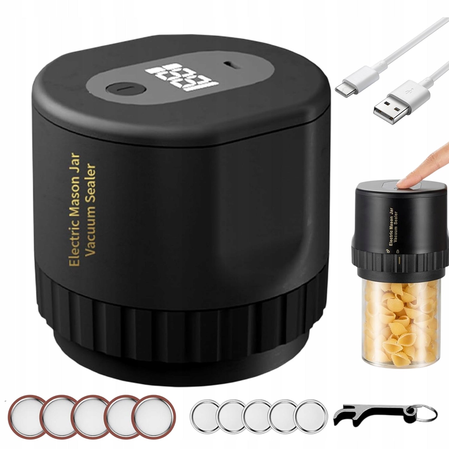 ELECTRIC VACUUM SEALER FOR MASON JARS WITH CHARGING CAPABILITY