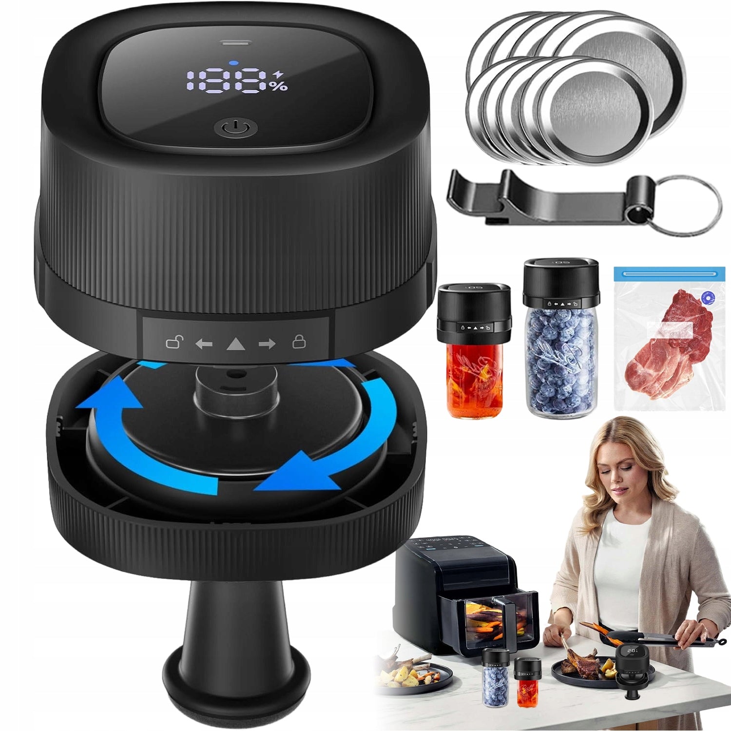 ELECTRIC VACUUM SEALER JARS | MASON 6000 RPM 5V 6W BLACK